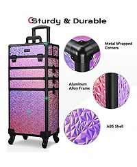 Byootique Mermaid Pink 4in1 Rolling Makeup Train Case Cosmetic Organizer Wheel