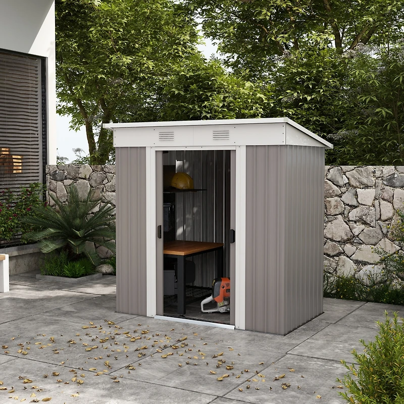 Outsunny 6' x 4' Metal Outdoor Garden Storage Shed w/ Vents,