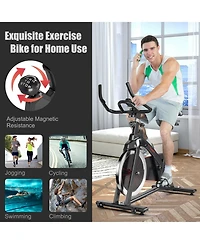 Vebreda Magnetic Exercise Bike Fitness Cycling Bike with 35Lbs Flywheel for Home and Gym-Black & Red