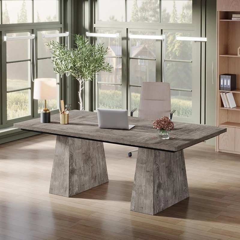 Tribesigns 63-Inch Executive Desk, Large Office Computer Desk with Double Pedestal, Modern Simple Workstations Writing Table
