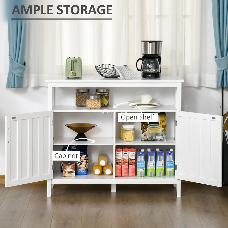 White Buffet Cabinet with Adjustable Shelves