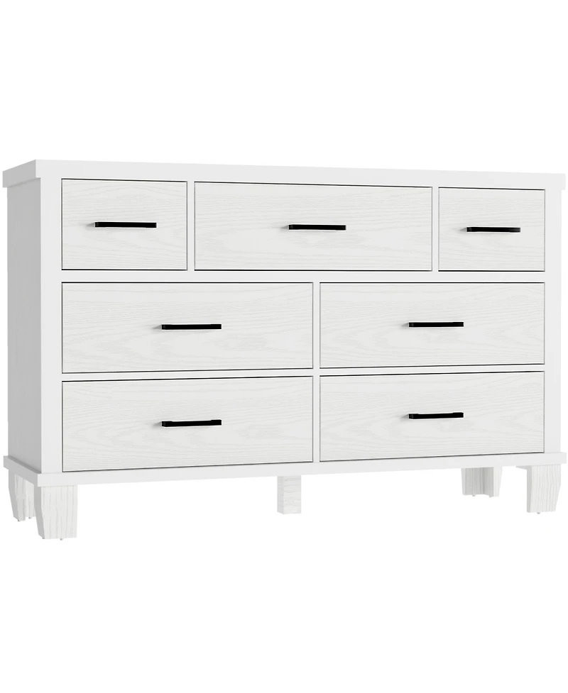 Vintage Dresser for Bedroom with 7 Drawers, Vintage Design Wood Drawer Dresser Chest of Drawers for Closet, Living Room, Hallway, Nursery, Kids Bedroo