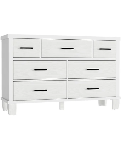 Vintage Dresser for Bedroom with 7 Drawers, Vintage Design Wood Drawer Dresser Chest of Drawers for Closet, Living Room, Hallway, Nursery, Kids Bedroo