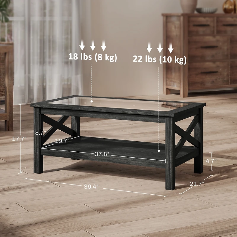 Homcom Table with Wood Frame for Living Room,