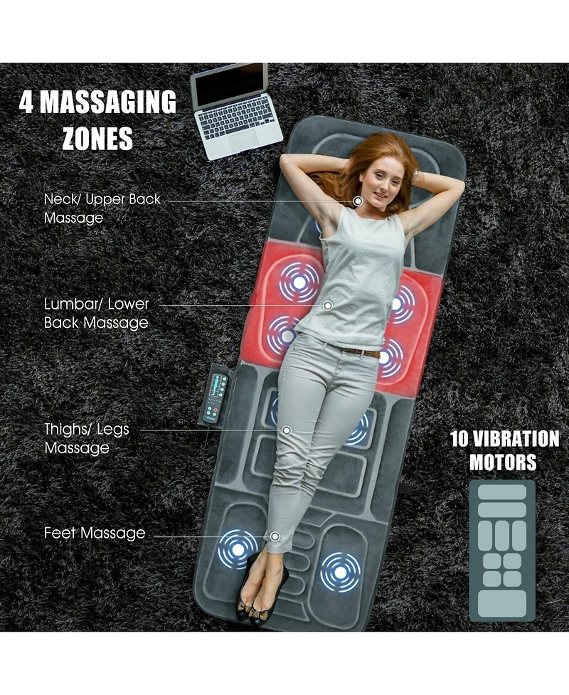Skonyon Foldable Massage Mat with Heat and 10 Vibration Motors