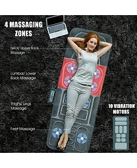 Skonyon Foldable Massage Mat with Heat and 10 Vibration Motors