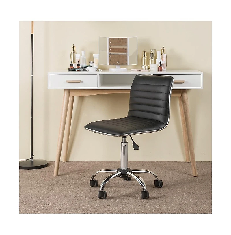 Yaheetech Pu Leather Low Back Swivel Armless Office Chair
