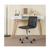 Yaheetech Pu Leather Low Back Swivel Armless Office Chair