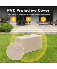 Sugift 43 Inch 50 000 Btu Propane Fire Pit Table with Removable Lid-Gray