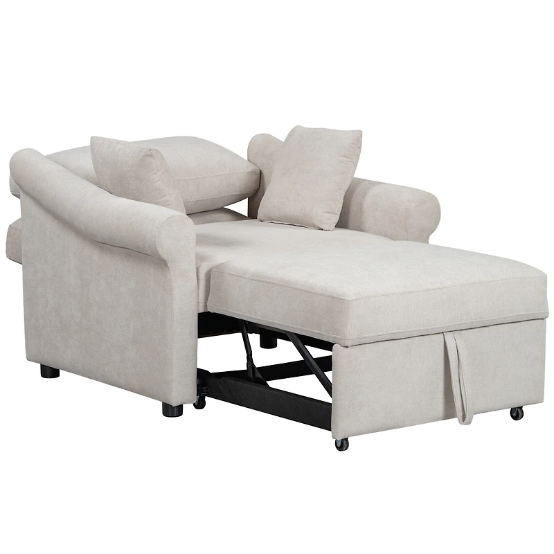 Streamdale Chenille Convertible Sleep Chair, 3-in-1 Lounger to Bed