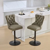 Simplie Fun Aged Pu Swivel Barstools with Adjustable Height and Comfortable Backs (Set of 2