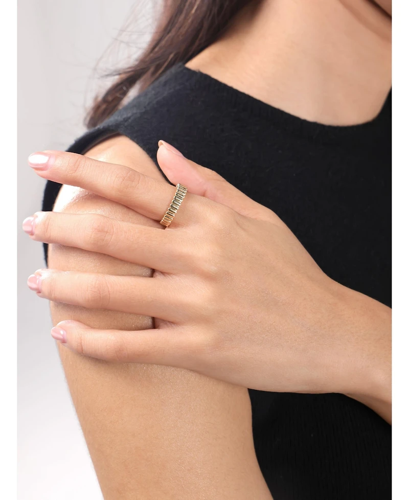 Devata Ribbed Band Ring in 14K Gold, Size 6, approx. 2.6 grams