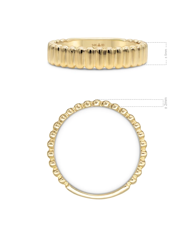 Devata Ribbed Band Ring in 14K Gold, Size 6, approx. 2.6 grams