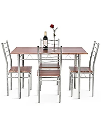 Skonyon 5 Pieces Wood Metal Dining Table Set with 4 Chairs