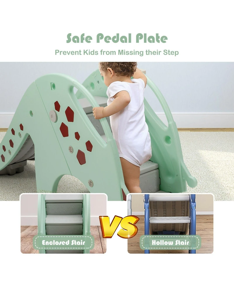 Sugift 3-in-1 Kids Climber Slide Play Set with Basketball Hoop