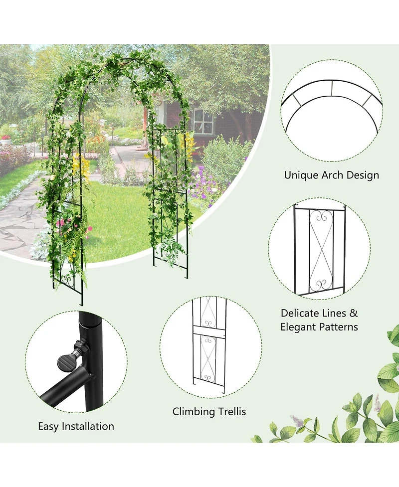 Givimo Garden Arch Arbor Trellis Patio Plant Stand Rack Archway-Black