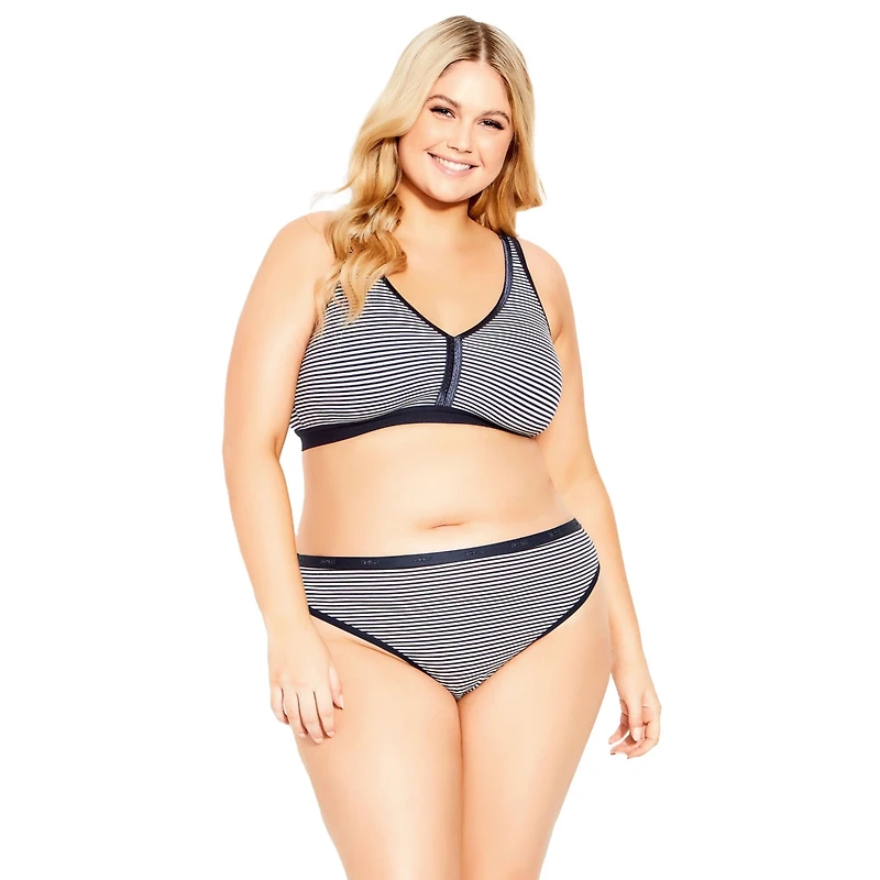 Avenue Plus Cotton Stripe Thong