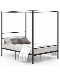 Twin Size Metal Canopy Bed Frame with Slat Support-Twin Size