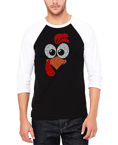 La Pop Art Men's Turkey Face Raglan Baseball Word T-Shirt