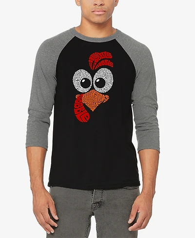 La Pop Art Men's Turkey Face Raglan Baseball Word T-Shirt