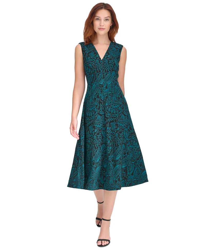 Tommy Hilfiger Women's Printed V-Neck Midi Dress