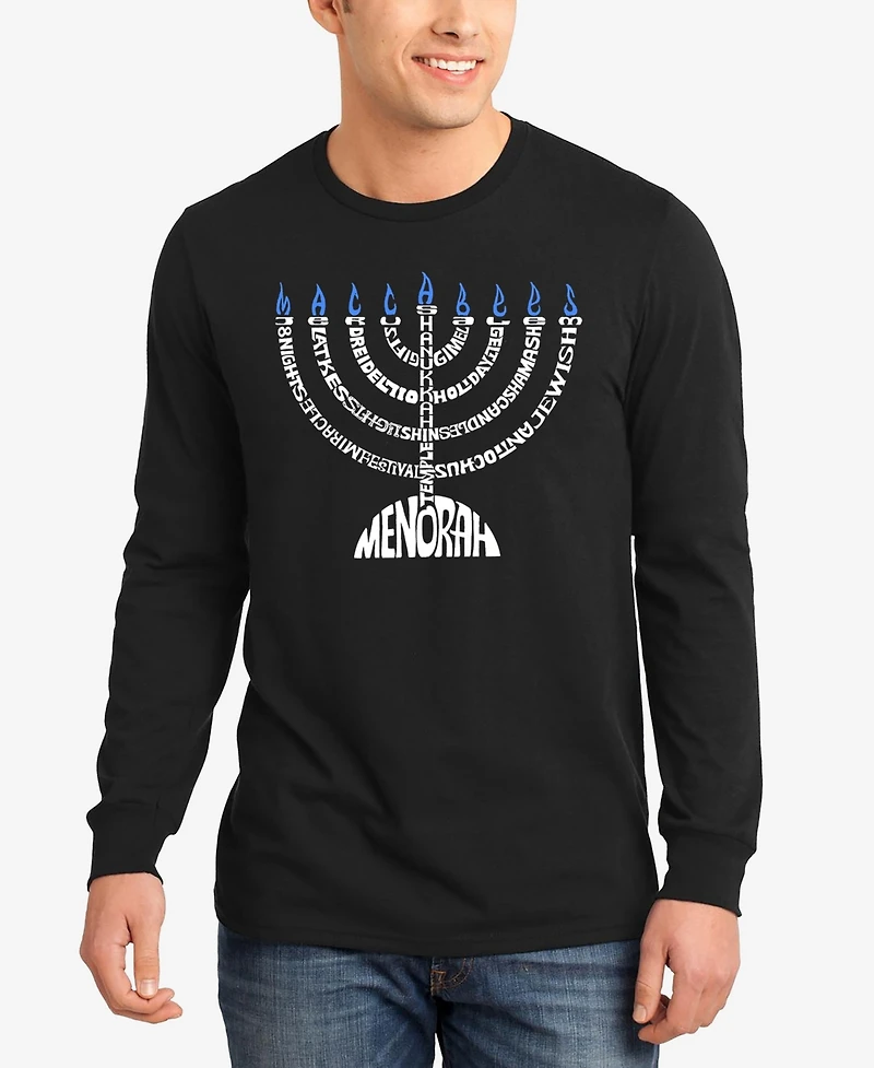 La Pop Art Men's Menorah Word Long Sleeve T-Shirt