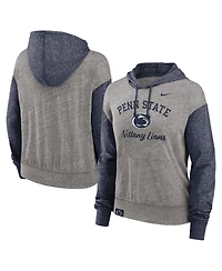Nike Women's Heather Gray/Navy Penn State Nittany Lions Blitz Color Block Legacy Pullover Hoodie