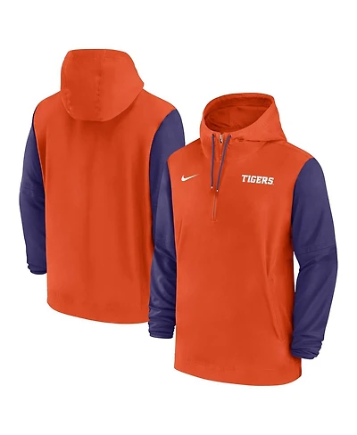 Nike Men's Orange Clemson Tigers 2024 Sideline Pregame Player Half-Zip Hoodie
