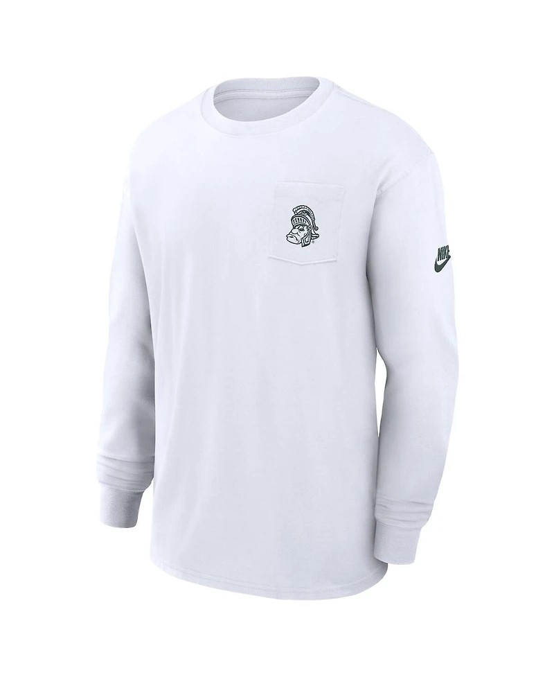 Nike Men's White Michigan State Spartans Legacy Max90 Pocket Long Sleeve T-Shirt