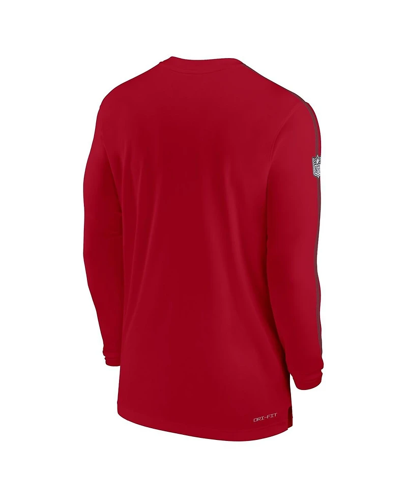 Nike Men's Red Tampa Bay Buccaneers Sideline Coach Uv Performance Long Sleeve T-Shirt