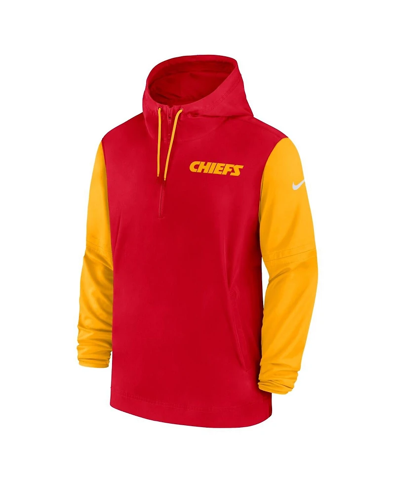 Nike Men's Red/Gold Kansas City Chiefs 2024/25 Sideline Pre-Game Player 1/2-Zip Hoodie Jacket