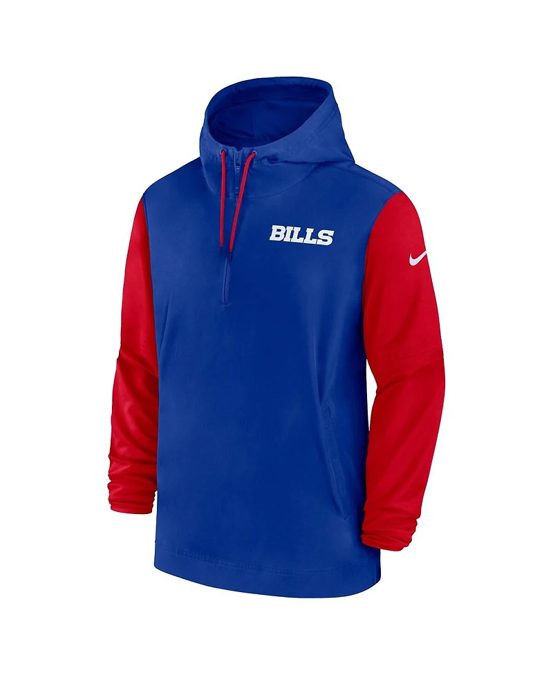 Nike Men's Royal/Red Buffalo Bills 2024/25 Sideline Pre-Game Player 1/2-Zip Hoodie Jacket