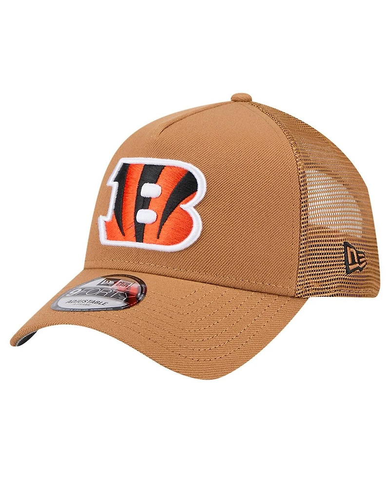 New Era Men's Brown Cincinnati Bengals Color Pack A-Frame Trucker 9FORTY Adjustable Hat