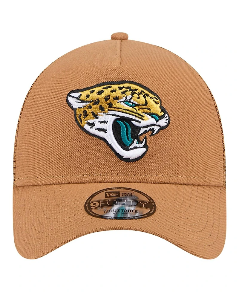 New Era Men's Brown Jacksonville Jaguars Color Pack A-Frame Trucker 9FORTY Adjustable Hat