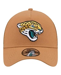 New Era Men's Brown Jacksonville Jaguars Color Pack A-Frame Trucker 9FORTY Adjustable Hat