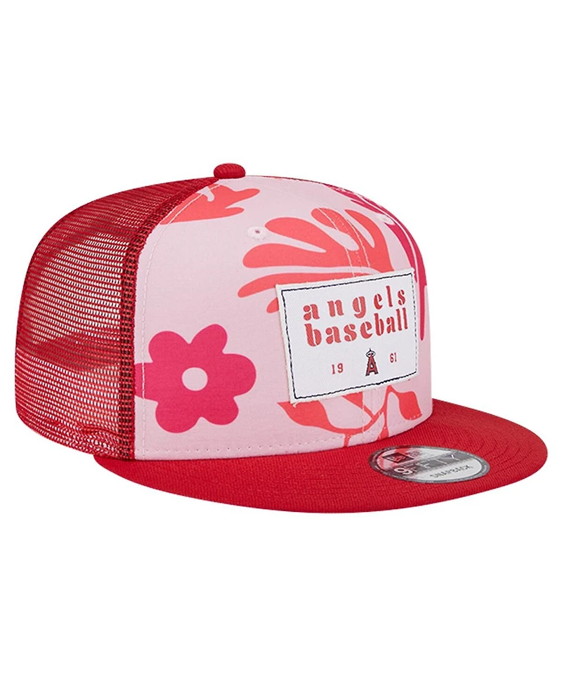 New Era Men's Red Los Angeles Angels Bikini Bottom Trucker 9FIFTY Snapback Hat