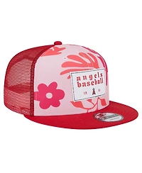 New Era Men's Red Los Angeles Angels Bikini Bottom Trucker 9FIFTY Snapback Hat
