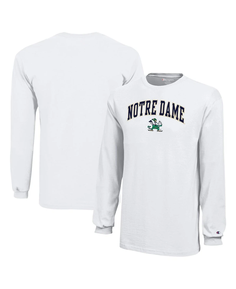 Champion Big Boys and Girls White Notre Dame Fighting Irish Arch Over Logo Long Sleeve T-Shirt