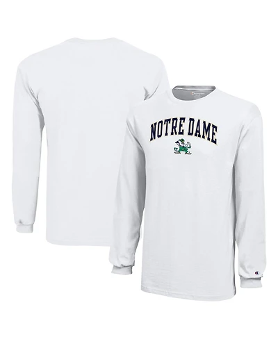 Champion Big Boys and Girls White Notre Dame Fighting Irish Arch Over Logo Long Sleeve T-Shirt