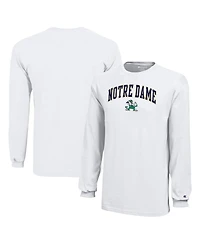 Champion Big Boys and Girls White Notre Dame Fighting Irish Arch Over Logo Long Sleeve T-Shirt