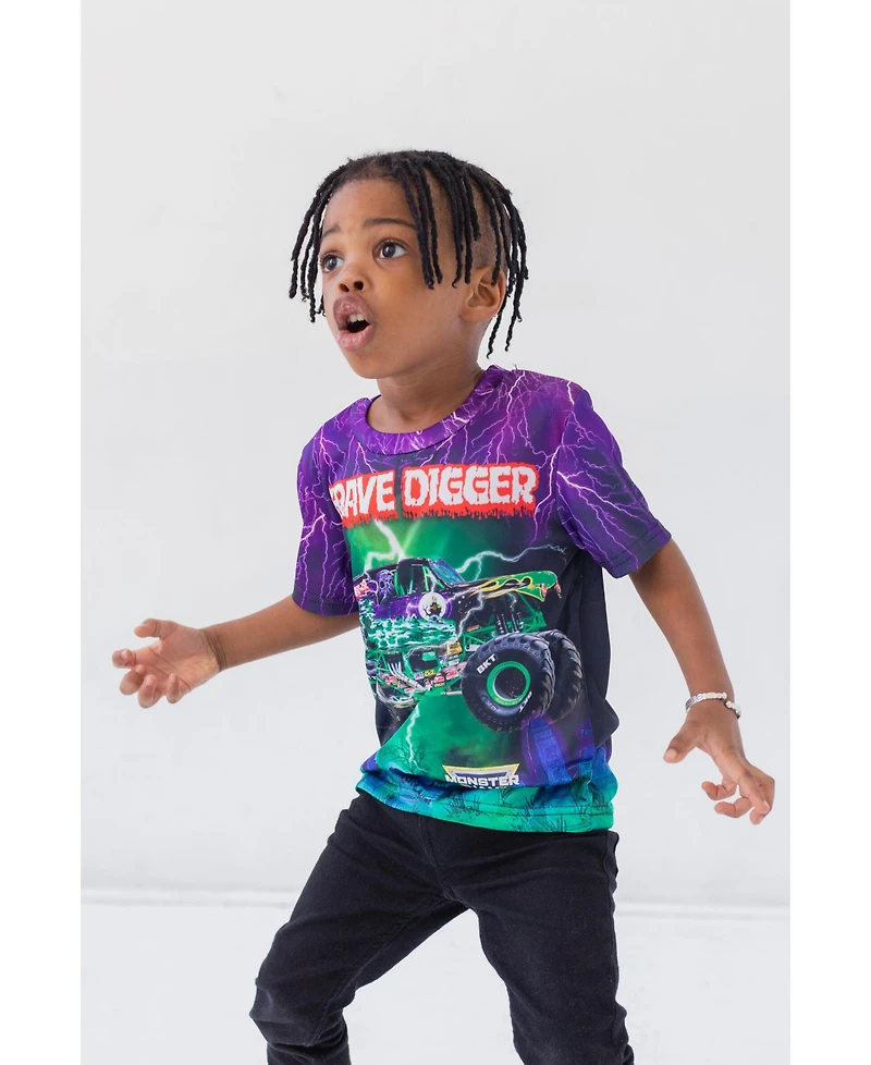 Monster Jam Boys T-Shirt to Grave Digger El Toro Loco Megalodon