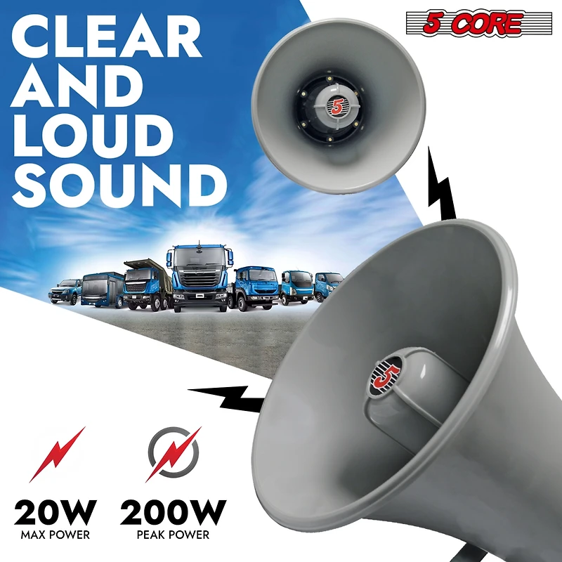 5Core Pa Speaker Pair 200W Bull Horn Loud Audio Indoor Outdoor Speakers System 8Ohm Reflex Megaphone - Uhc 150 2Pcs