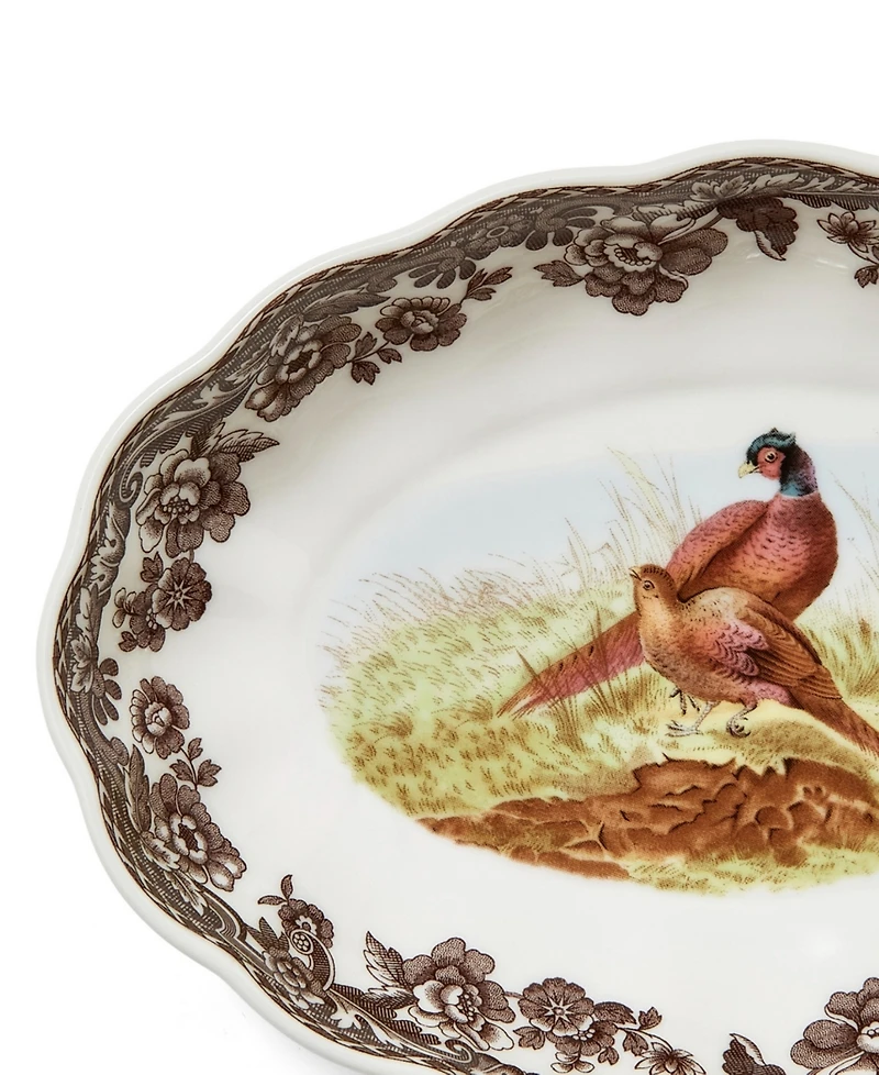 Spode Woodland Pheasant Oval Fluted Dish, Set of 2