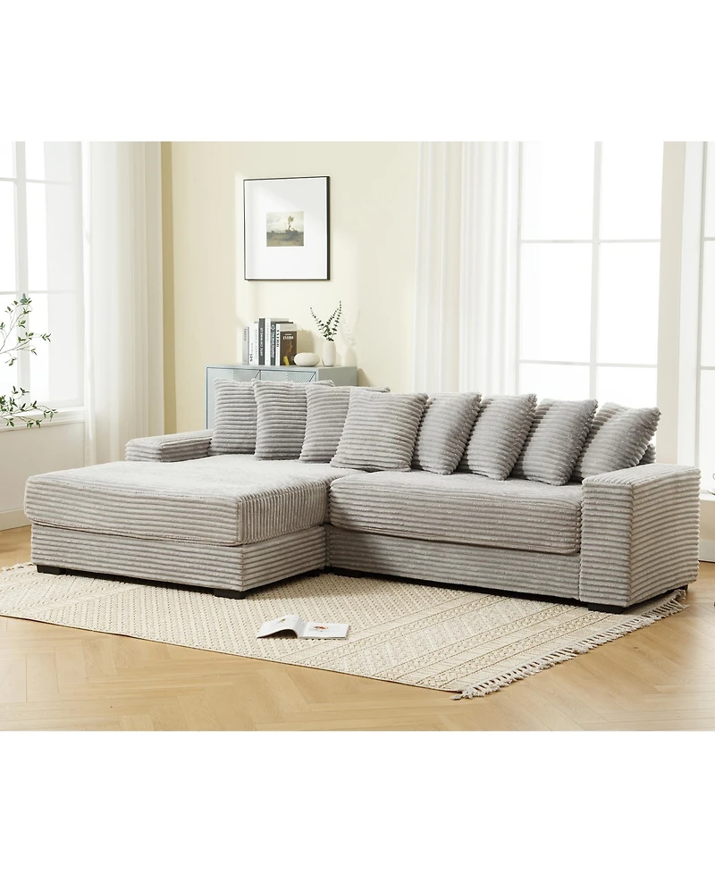 Streamdale Furniture Oversized, Cozy L-Shaped Sofa with Armrests and Throw Pillows