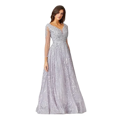 Lara Women's Long Sleeve Lace Ballgown