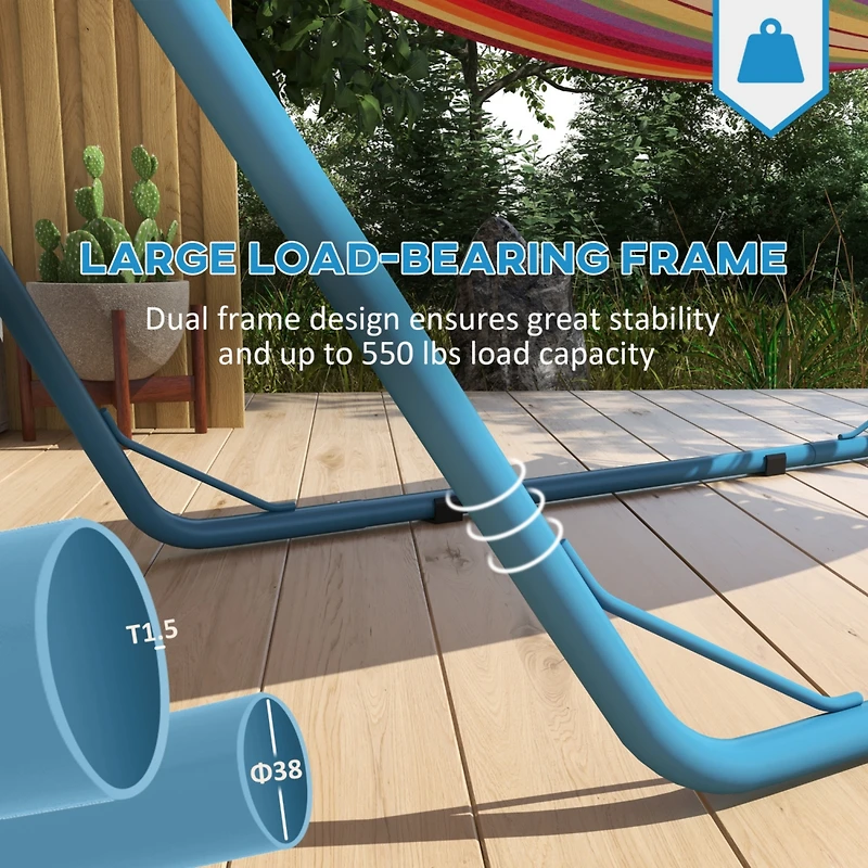 Adjustable Steel Hammock Stand for 9-14ft Hammocks in Blue