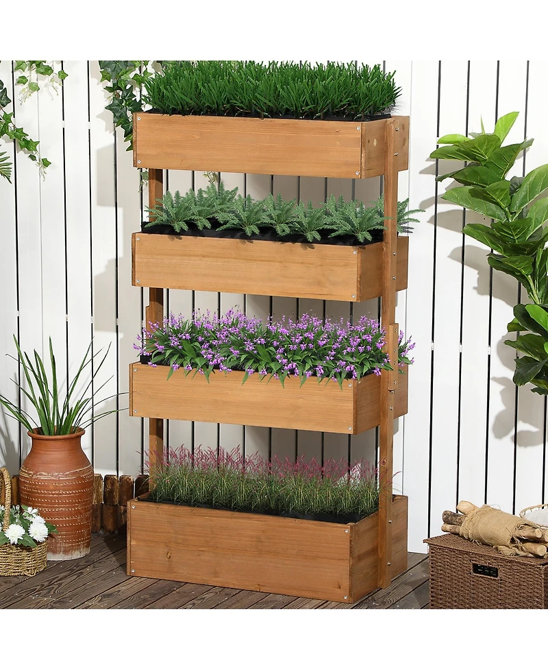 4-Tier Wooden Vertical Garden Planter