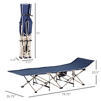 Folding Camping Cot: 330 lbs. Capacity, Blue