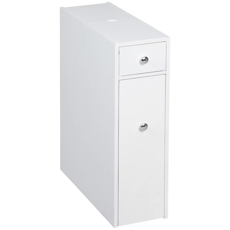 Wooden Narrow Modern Bathroom Furniture Cabinet, White