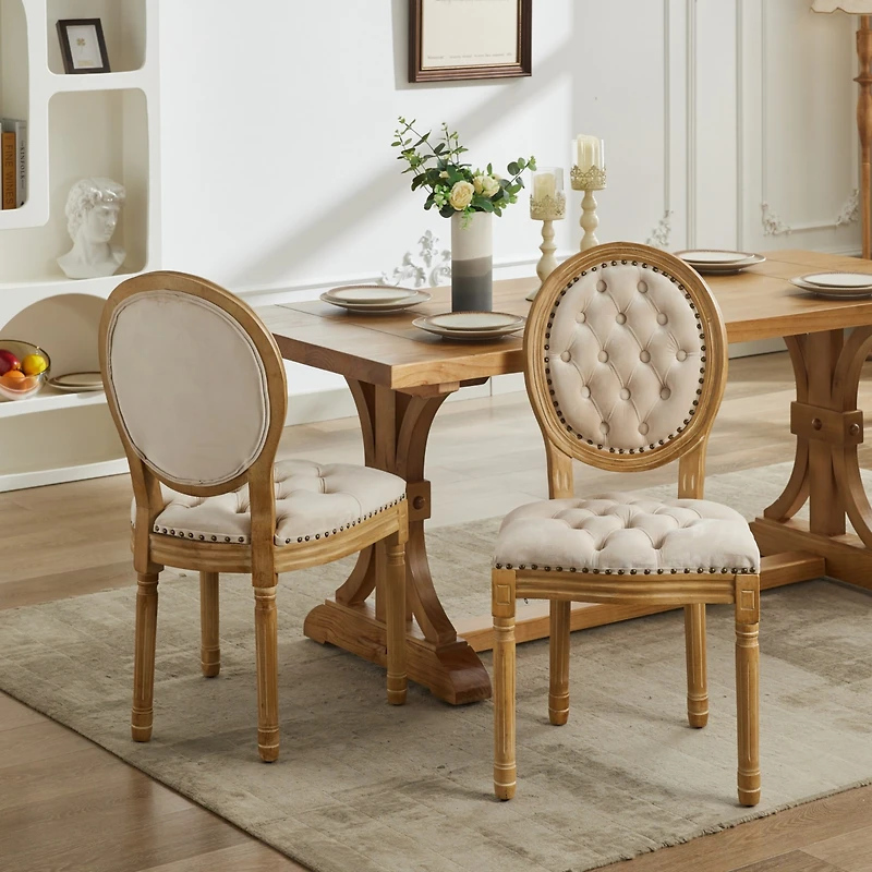 Streamdale Antique Velvet Dining Chairs with Nailhead Trim (Set of 2)